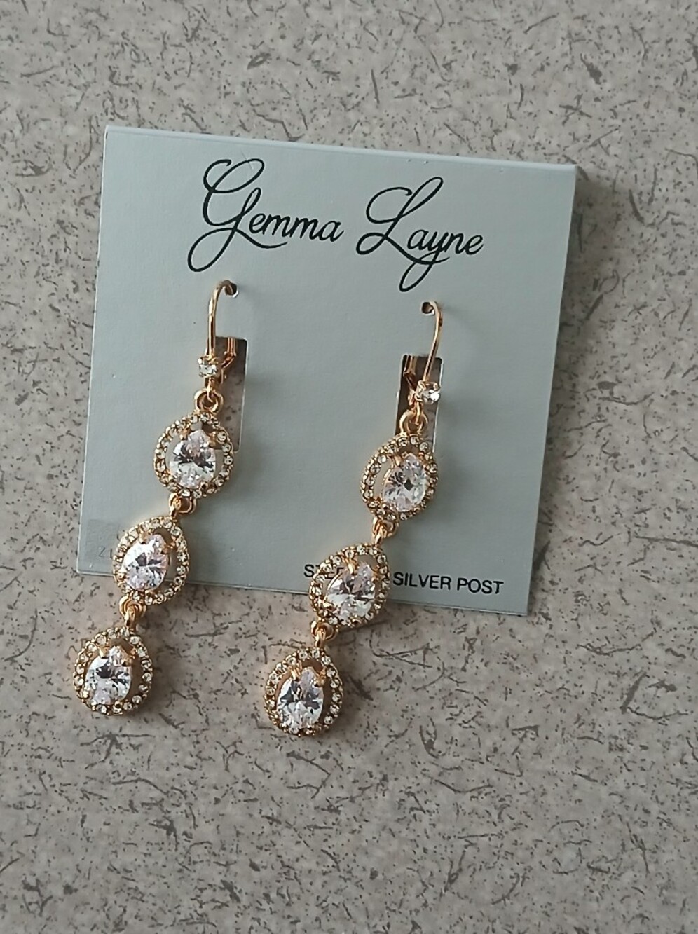 Gemma Layne Earrings Dangly Sparkles Dress Up Elegant Sterling Silver Posts.